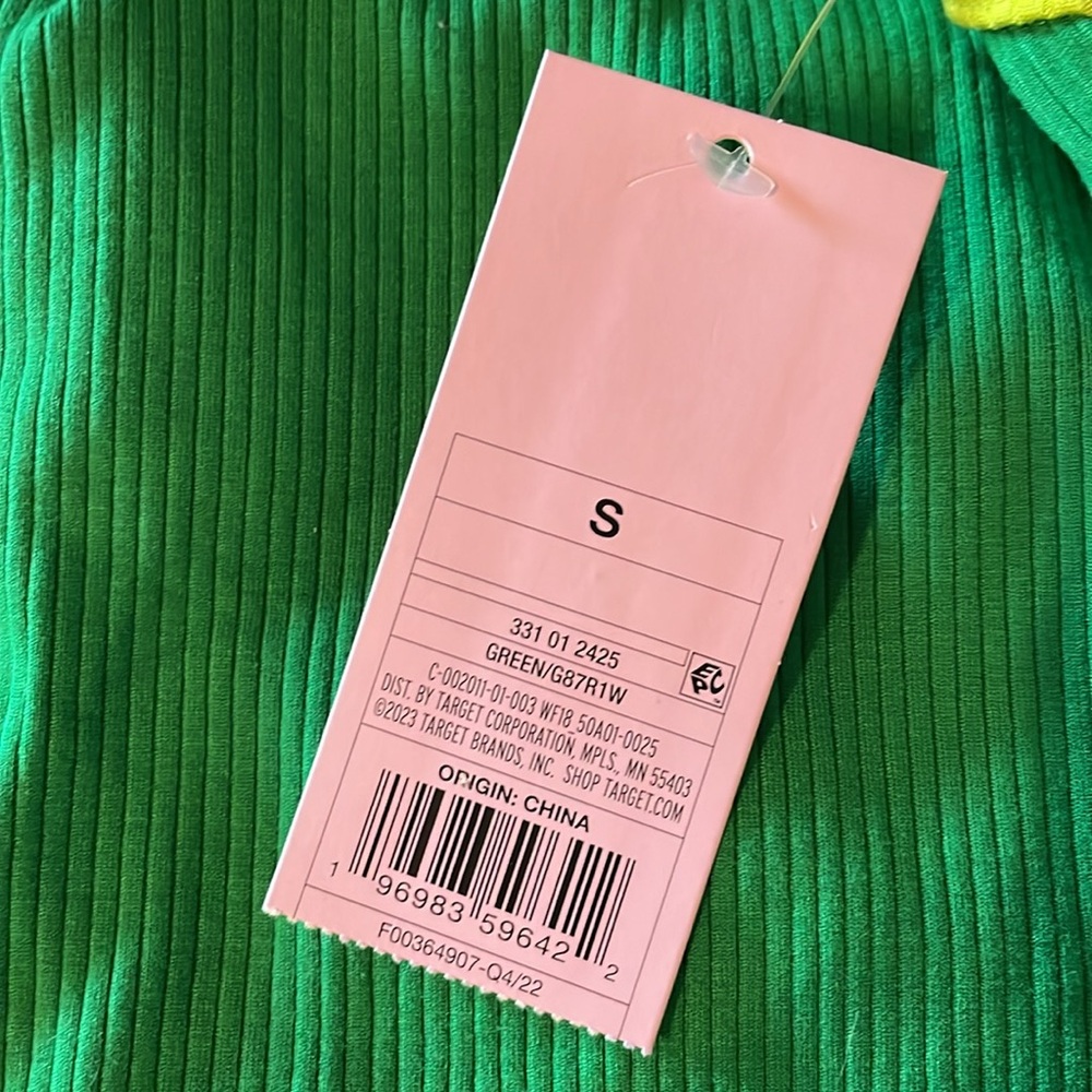 NWT WILD FABLE Green Halter Top with Neon Yellow Trim.  Size Small. - Picture 3 of 5